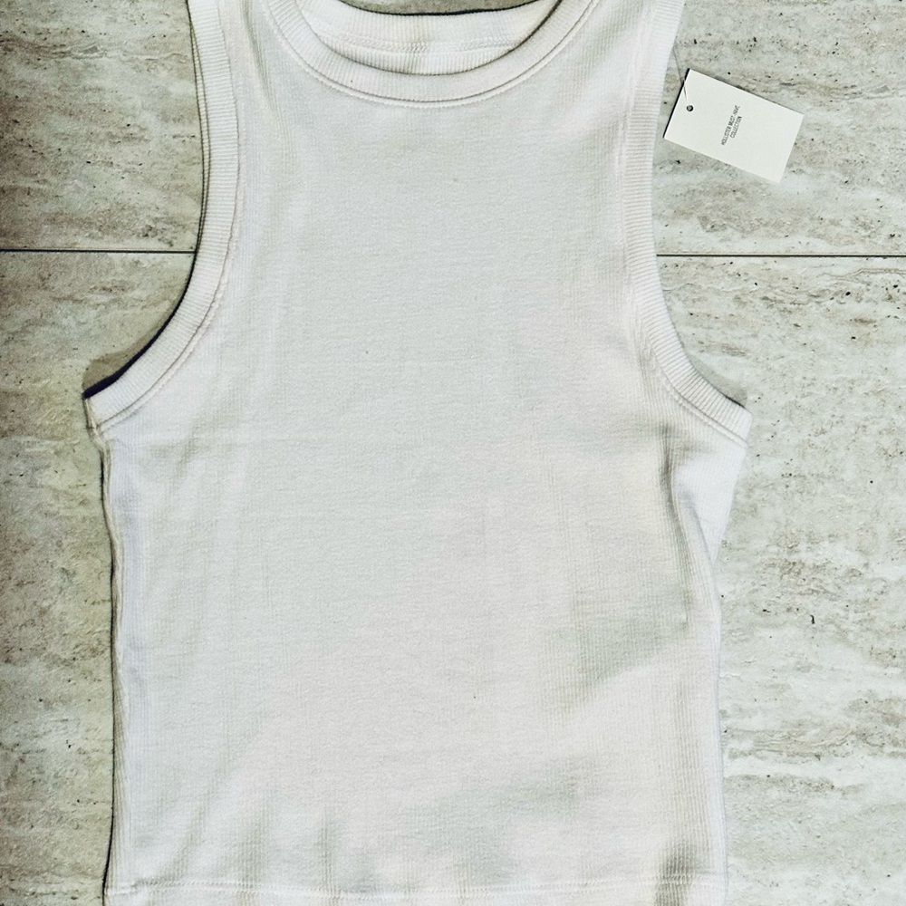 Hollister White Fitted Ribbed Tank Top